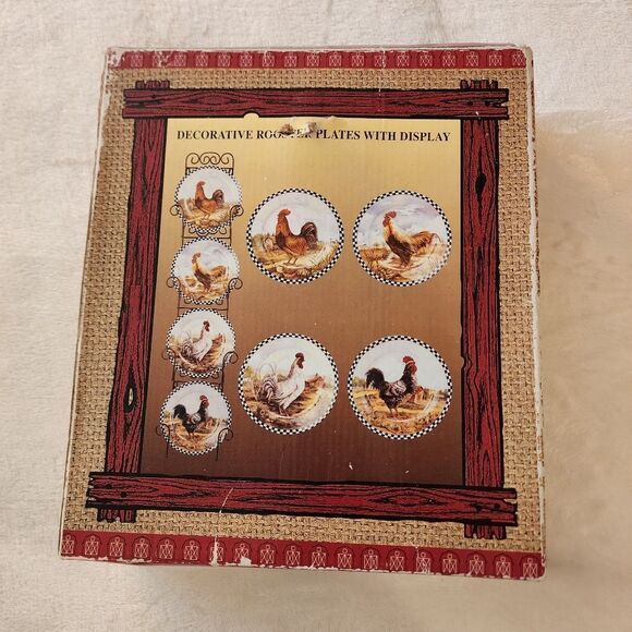Decorative Rooster Plates With Display Set of 4 - Picture 1 of 8